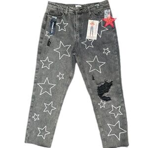 Charcoal Grey Star Embellished Jeans